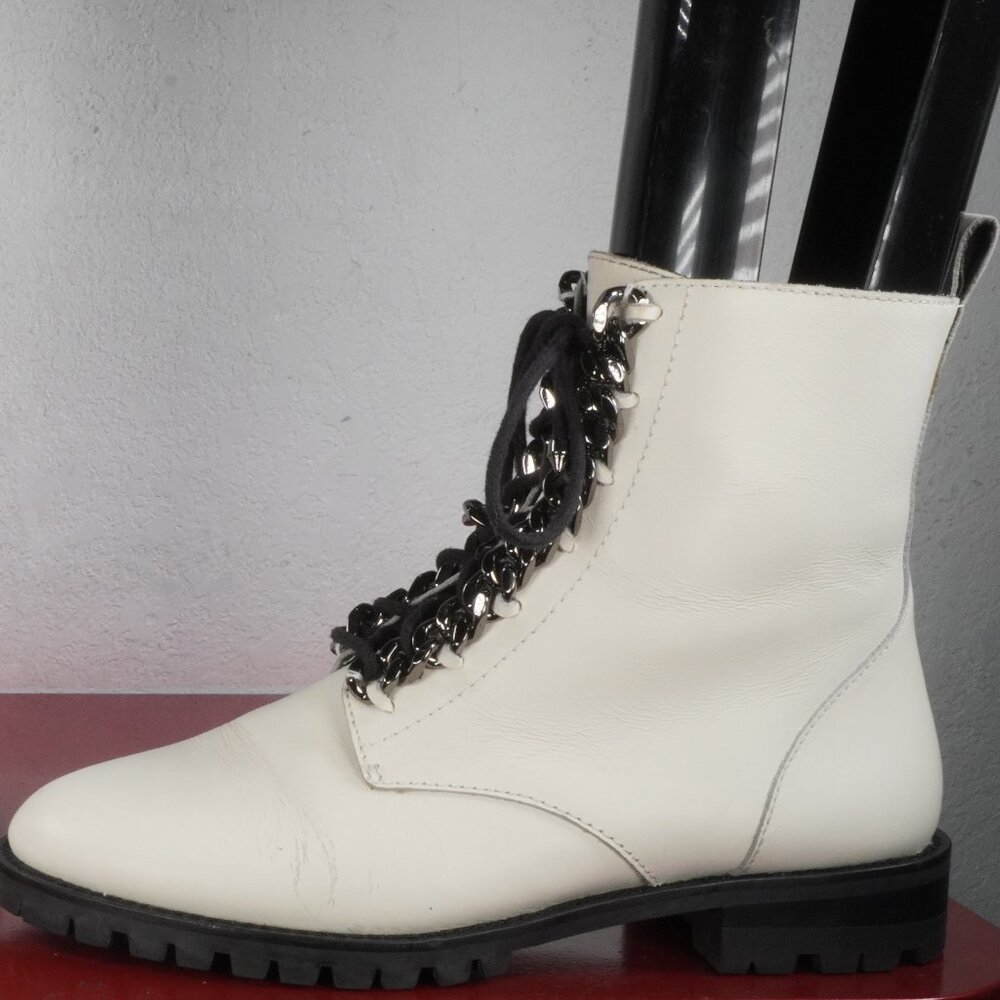 Women's Rebecca Minkoff White Leather Ankle Fashion Boots Booties 9